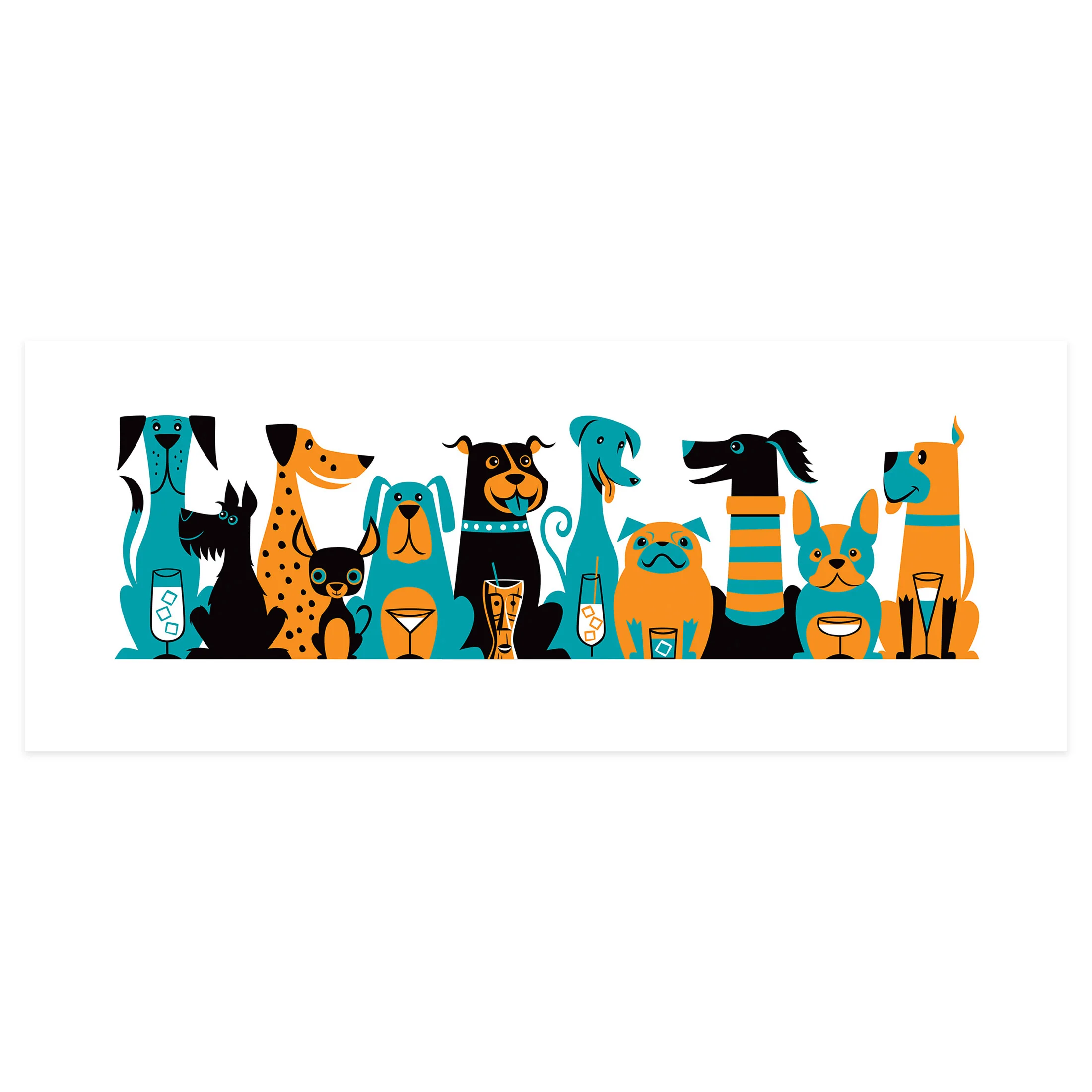 Dog Meet I (Orange and Teal)