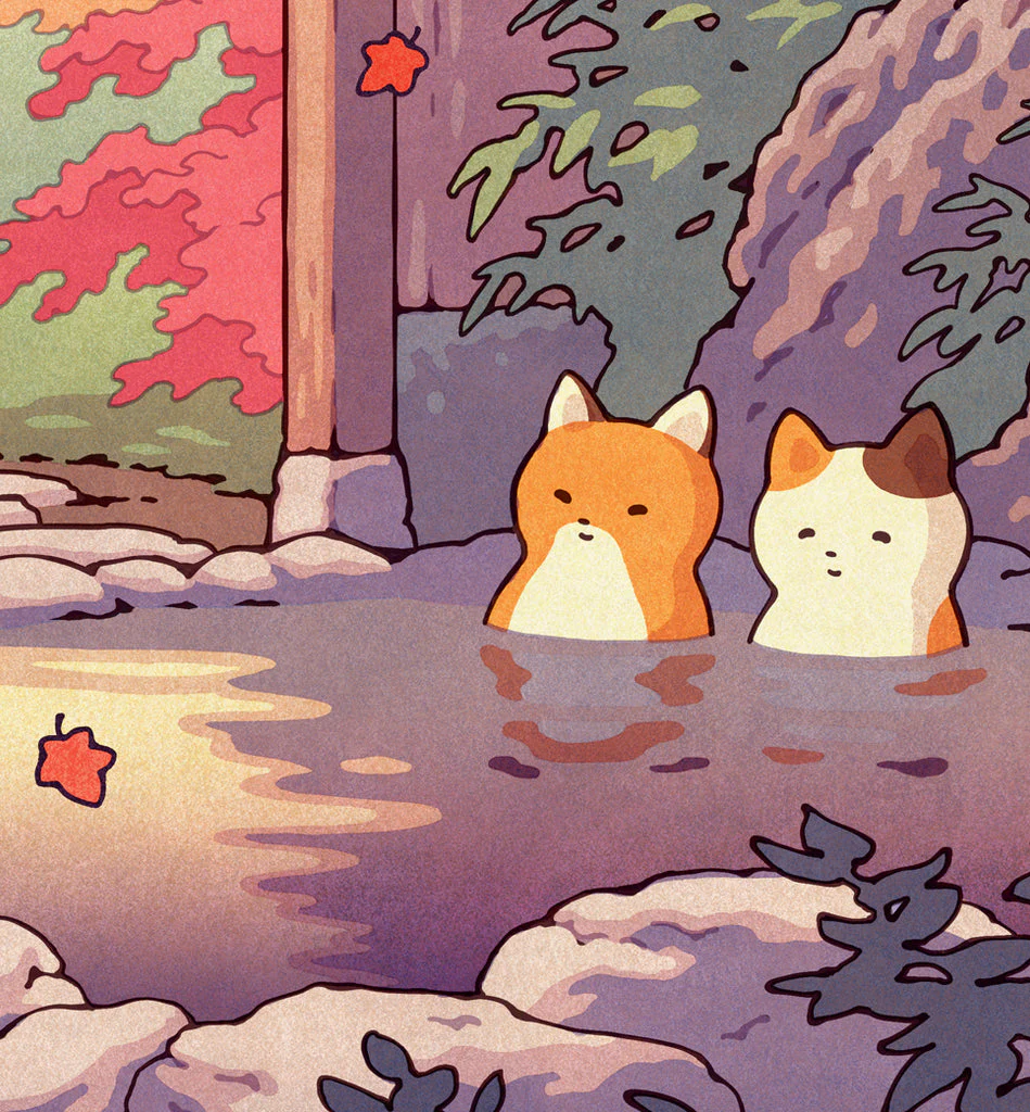 Fox and Cat at the Onsen - Image 3