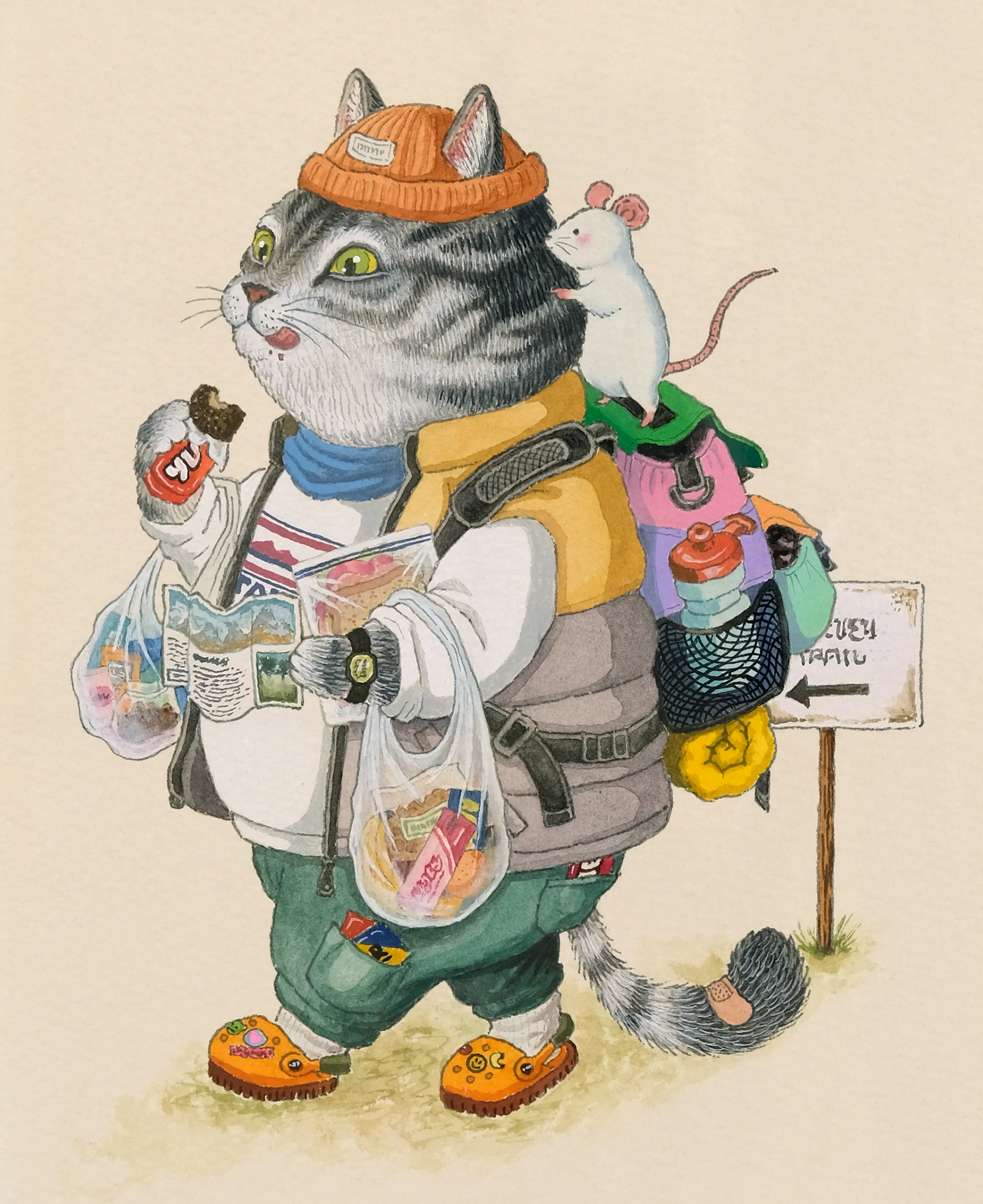 Hiking Cat with Many Snacks - Image 3