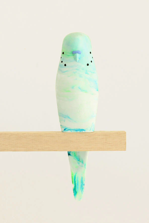 Resin Budgerigar - 'Glacier'